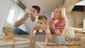  Presentation with family healthy eating - Slide deck featuring cheesa and dring healthy background and a coral colored foreground