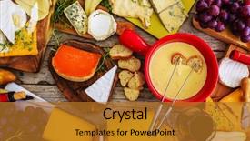  Presentation with cheese - Presentation enhanced with cheese - foundue on a wooden background and a gold colored foreground