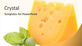  Presentation with white cheese - Cool new presentation theme with cheese and basil leaves isolated backdrop and a blonde colored foreground