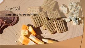 Presentation with cutting-board - Cool new presentation theme with cheese-and-crackers-exotic-cheeses backdrop and a coral colored foreground