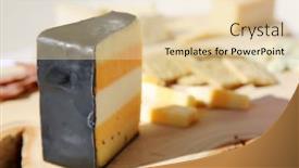  Presentation with cutting board - PPT theme enhanced with cheese-and-crackers-exotic-cheeses background and a lemonade colored foreground