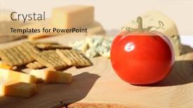  Presentation with cutting board - Theme consisting of cheese-and-crackers-exotic-cheeses background and a lemonade colored foreground