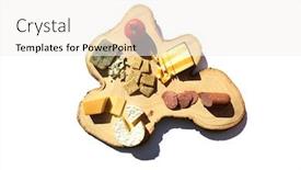 Presentation with cutting board - Colorful slide deck enhanced with cheese-and-crackers-exotic-cheeses backdrop and a white colored foreground