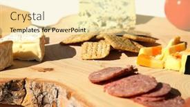  Presentation with cheese - Slide deck featuring cheese-and-crackers-exotic-cheeses background and a blonde colored foreground