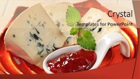  Presentation with blue cheese - Presentation theme having cheese and spoon of fruit background and a  colored foreground