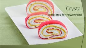  Presentation with appetizer - PPT layouts consisting of cheese and vegetables roll appetizer background and a soft green colored foreground