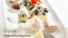  Presentation with cow milk - Beautiful slide deck featuring cheese assorti platter closeup gorgonzola brie parmesan and chevre slices cow and goat milk chopped cheese on plate served delicious snacks composition isolated on white background backdrop and a lemonade colored foreground