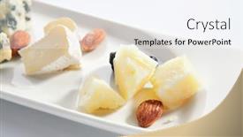  Presentation with cow milk - Presentation theme having cheese-assorti-platter-closeup-gorgonzola background and a sky blue colored foreground