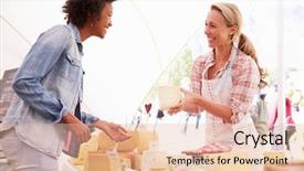  Presentation with market food - Audience pleasing presentation design consisting of cheese at farmers food market backdrop and a lemonade colored foreground