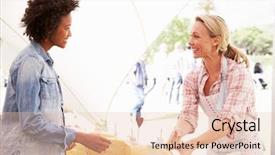  Presentation with food market - Presentation theme featuring cheese at farmers food market background and a lemonade colored foreground