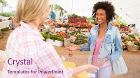  Presentation with food market - Presentation design having cheese at farmers food market background and a lemonade colored foreground