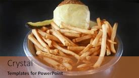  Presentation with burger fries - PPT theme featuring cheese-bacon-burger-with-french background and a red colored foreground