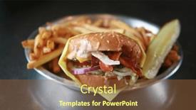  Presentation with burger fries - Presentation theme featuring cheese-bacon-burger-with-french background and a tawny brown colored foreground