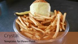  Presentation with burger fries - PPT theme with cheese-bacon-burger-with-french background and a red colored foreground