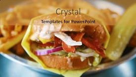  Presentation with burger fries - Presentation design having cheese-bacon-burger-with-french background and a gold colored foreground