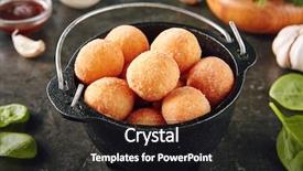  Presentation with fried chicken - Cool new slides with cheese balls in metal bowler backdrop and a black colored foreground