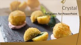  Presentation with sauce - PPT layouts enhanced with cheese-balls-with-sauce background and a coral colored foreground