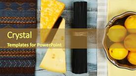  Presentation with lemons - Presentation design consisting of cheese-black-spaghetti-and-lemons background and a tawny brown colored foreground