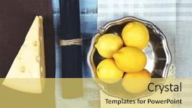 Presentation with lemons - Beautiful presentation theme featuring cheese-black-spaghetti-and-lemons backdrop and a yellow colored foreground
