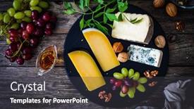  Presentation with cheese - Theme having cheese-board-with-walnuts background and a dark gray colored foreground