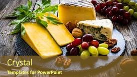  Presentation with cheese - Presentation consisting of cheese-board-with-walnuts background and a tawny brown colored foreground