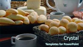  Presentation with cold brew coffee - Slide deck with cheese bread cheese and coffee background and a wine colored foreground