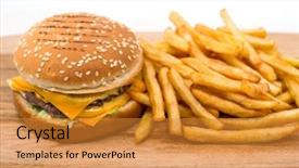  Presentation with burger fries - PPT theme enhanced with cheese burger - american cheese burger background and a  colored foreground