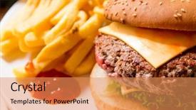  Presentation with salad - Colorful slides enhanced with cheese burger with fresh salad backdrop and a coral colored foreground