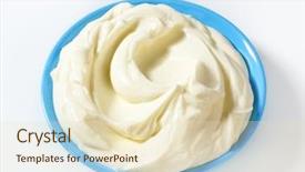  Presentation with cream - Colorful theme enhanced with cheese butter - blue bowl full of cream backdrop and a soft green colored foreground