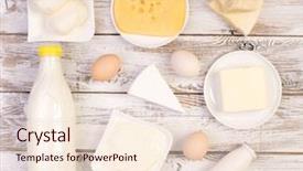  Presentation with dairy products - Presentation enhanced with cheese butter - dairy products on wooden table background and a lemonade colored foreground