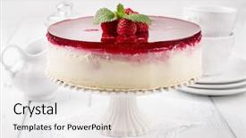  Presentation with cheesecake - Colorful PPT theme enhanced with english cake tea cherry white plate - cheesecake backdrop and a white colored foreground
