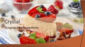  Presentation with cheesecake - Beautiful PPT layouts featuring delicious cheesecake with berries on table close up backdrop and a coral colored foreground