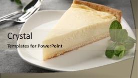  Presentation with cheesecake - Slides having piece of tasty cheesecake background and a soft green colored foreground