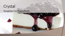  Presentation with cheesecake - Presentation theme having restaurant dessert menu - slice of blueberry cheesecake background and a light gray colored foreground