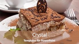  Presentation with tiramisu - Cool new presentation with chocolate powder - slice of homemade italian tiramisu backdrop and a coral colored foreground