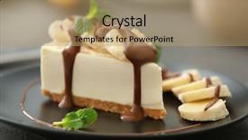  Presentation with cheesecake - Slide deck consisting of tasty cheesecake slice with chocolate background and a coral colored foreground