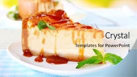  Presentation with tablecloth - Colorful PPT theme enhanced with cheese cake in plate backdrop and a blonde colored foreground