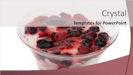  Presentation with cake - Presentation theme enhanced with cheese-cake-with-fruits background and a  colored foreground