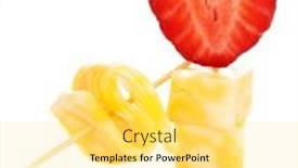  Presentation with white cheese - PPT layouts having cheese-canapes-with-srawberry-isolated background and a yellow colored foreground