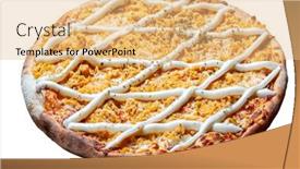  Presentation with cheese - Presentation having cheese-catupiry-and-chicken-pizza background and a coral colored foreground