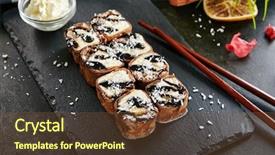  Presentation with chocolate dessert - Audience pleasing presentation design consisting of cheese close up sliced dessert backdrop and a tawny brown colored foreground