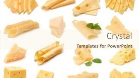  Presentation with white cheese - Cool new presentation theme with cheese collection isolated over white background set of different cheeses backdrop and a cream colored foreground