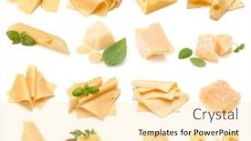  Presentation with white cheese - PPT layouts enhanced with cheese-collection-isolated-over-white background and a blonde colored foreground