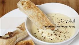  Presentation with dip - Slide set with cheese dip made with soft background and a soft green colored foreground