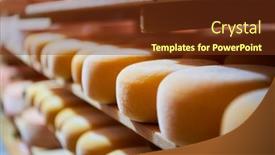  Presentation with aging - Presentation theme consisting of cheese-factory-production-shelves background and a tawny brown colored foreground