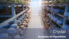  Presentation with aging - Presentation with cheese-factory-production-shelves background and a ocean colored foreground