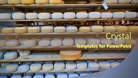  Presentation with aging - Cool new presentation theme with cheese-factory-production-shelves backdrop and a tawny brown colored foreground