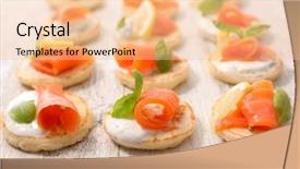  Presentation with salmon - Slide deck enhanced with cheese festival - assorted canape with salmon background and a lemonade colored foreground