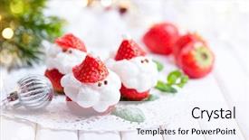  Presentation with happy new year - Slide set consisting of cheese festival - christmas strawberry santa dessert stuffed background and a sky blue colored foreground