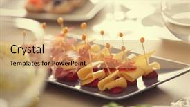  Presentation with wooden - Audience pleasing presentation consisting of cheese festival - tray with tasty canapes backdrop and a coral colored foreground